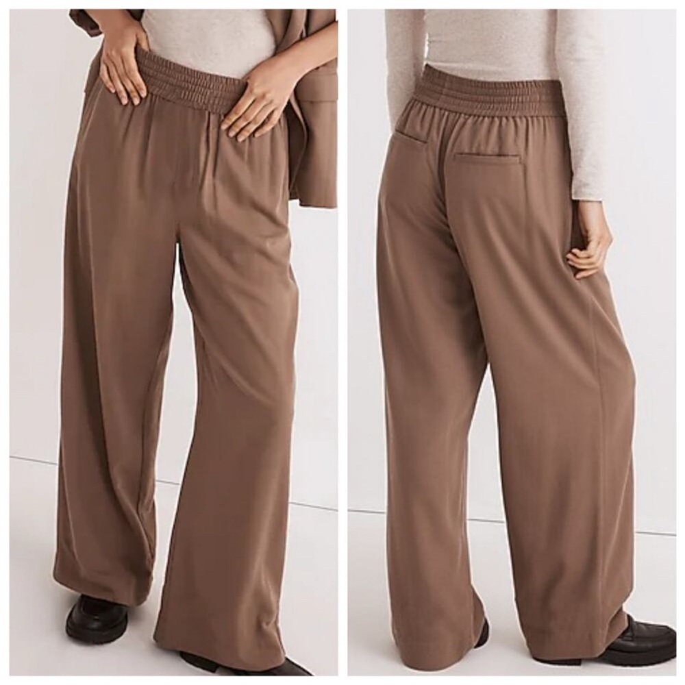 Madewell Drapeweave Carley Wide-Leg Pants Castle‎ Rock Brown Size XS Minimalist